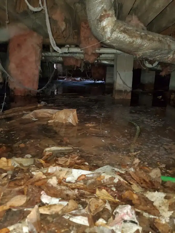 Crawl space flood assessment for Commercial Water Damage Restoration in Bear Creek